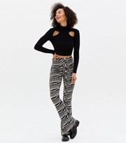 New Look Tall Black Zebra Print Jersey Flared Trousers
